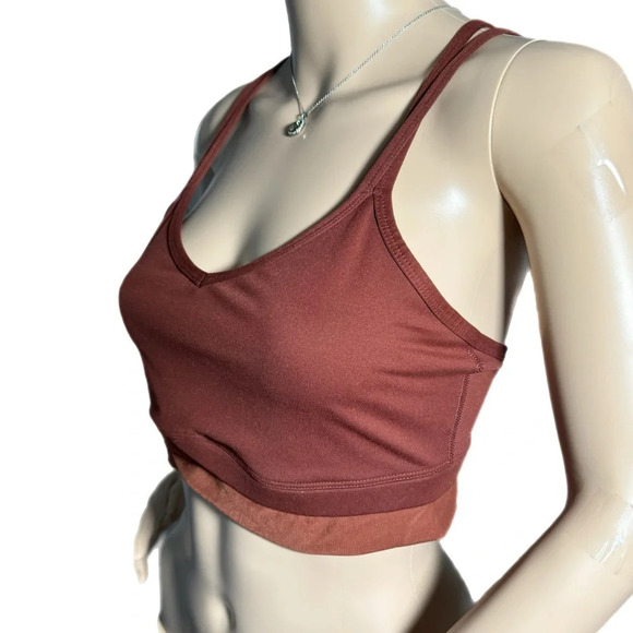 All In Motion Autumn Brown Sports Bra Workout Stretchy Bralette Sz Medium - Picture 2 of 9